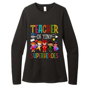 funny Kindergarten Prek Teacher of Tiny Superheroes Womens CVC Long Sleeve Shirt