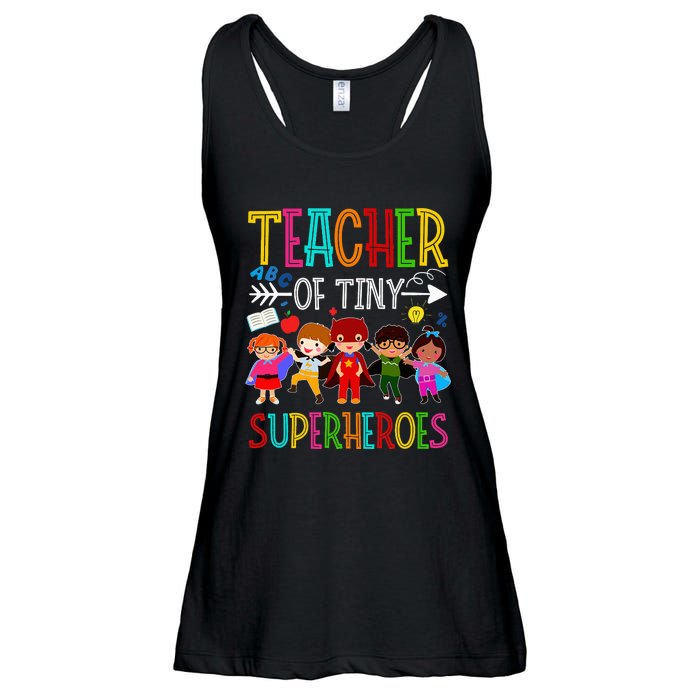 funny Kindergarten Prek Teacher of Tiny Superheroes Ladies Essential Flowy Tank