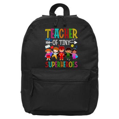 funny Kindergarten Prek Teacher of Tiny Superheroes 16 in Basic Backpack