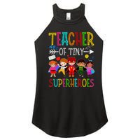 funny Kindergarten Prek Teacher of Tiny Superheroes Women's Perfect Tri Rocker Tank