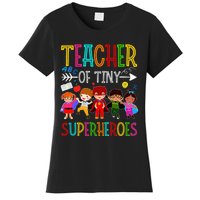 funny Kindergarten Prek Teacher of Tiny Superheroes Women's T-Shirt