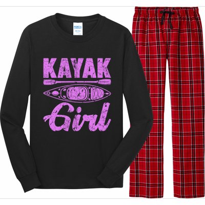 Funny Kayak Retro Distressed Kayaking Kayak Gift Long Sleeve Pajama Set