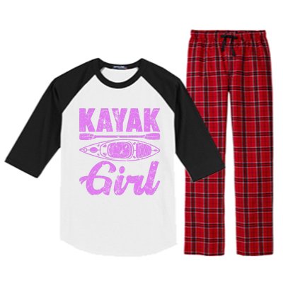 Funny Kayak Retro Distressed Kayaking Kayak Gift Raglan Sleeve Pajama Set