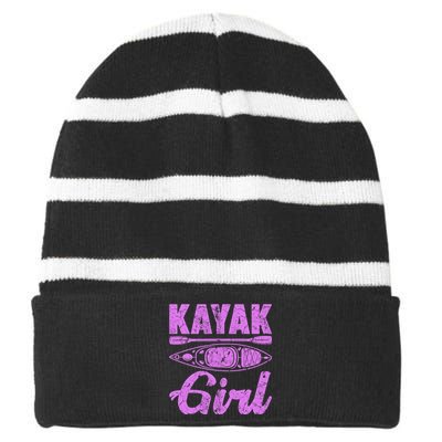 Funny Kayak Retro Distressed Kayaking Kayak Gift Striped Beanie with Solid Band