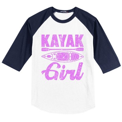 Funny Kayak Retro Distressed Kayaking Kayak Gift Baseball Sleeve Shirt