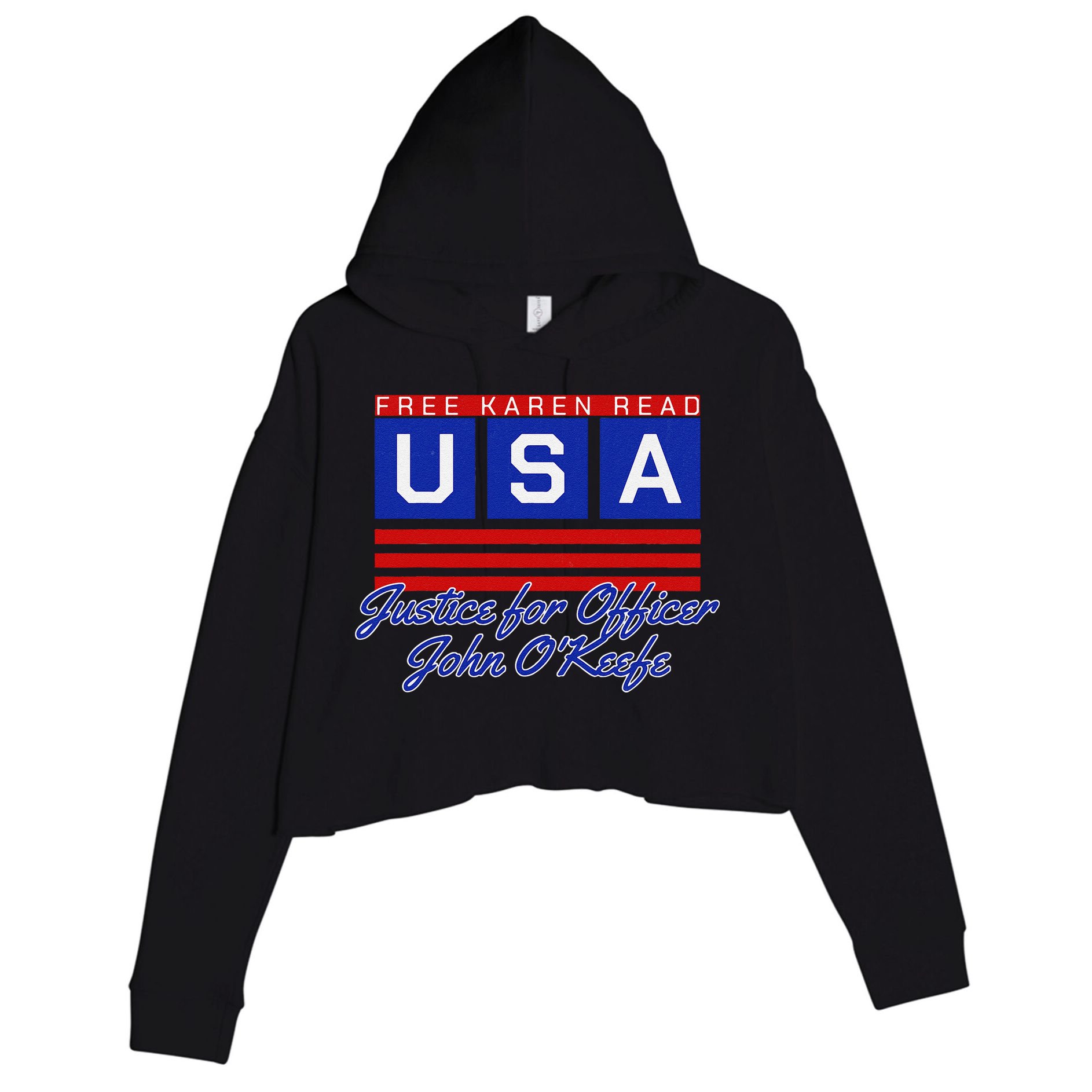 Free Karen Read Justice For Officer John OKeefe Usa America Crop Fleece Hoodie