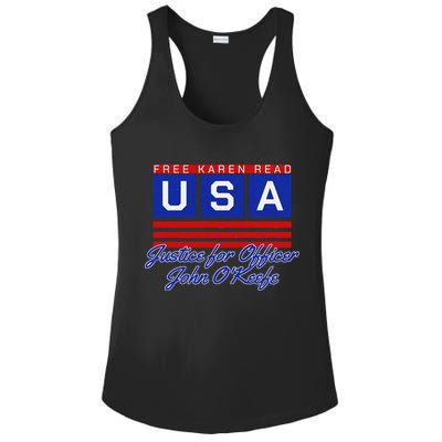 Free Karen Read Justice For Officer John OKeefe Usa America Ladies PosiCharge Competitor Racerback Tank