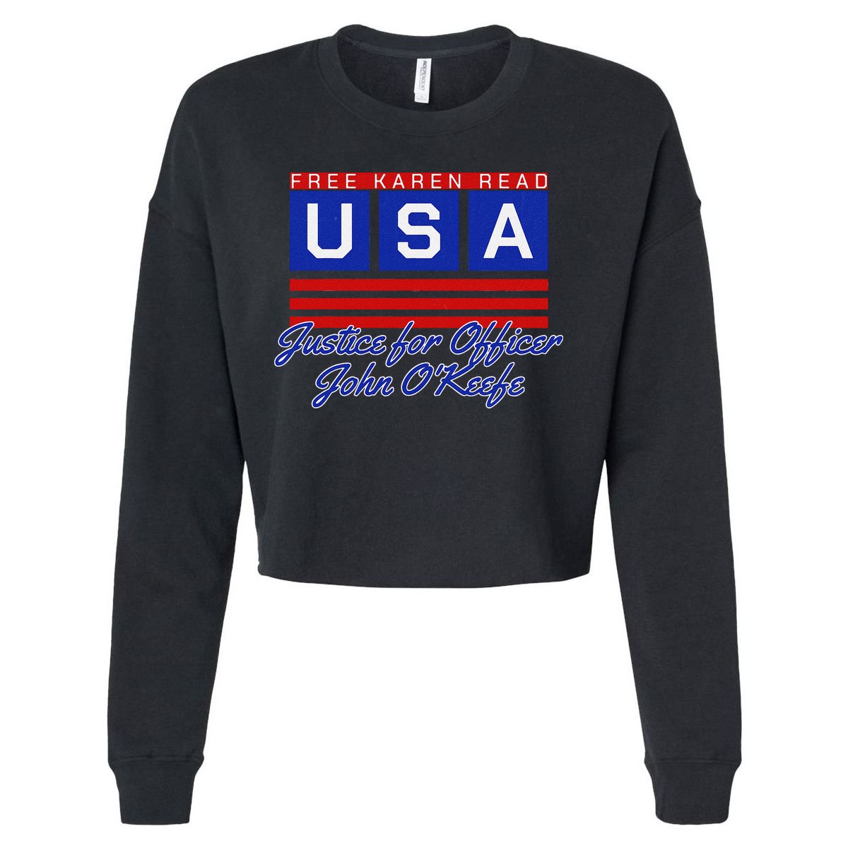 Free Karen Read Justice For Officer John OKeefe Usa America Cropped Pullover Crew
