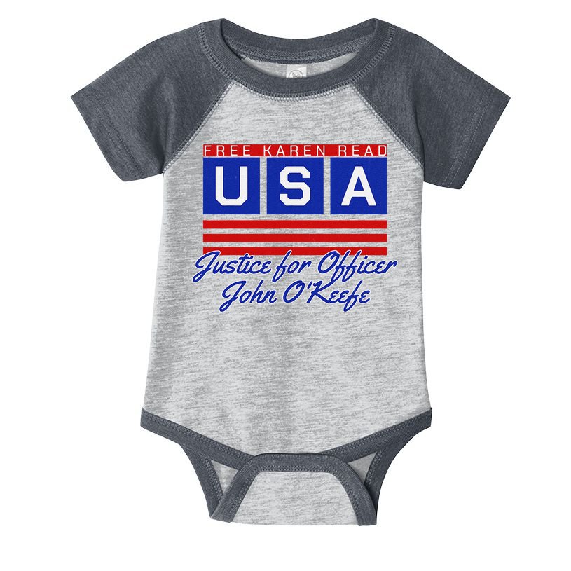 Free Karen Read Justice For Officer John OKeefe Usa America Infant Baby Jersey Bodysuit