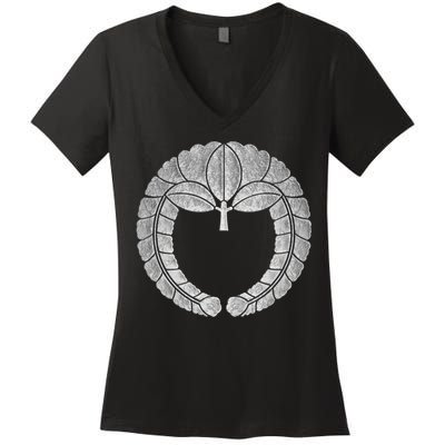 Fujiwara Kamon Sagari Fuji In Silver Foil Women's V-Neck T-Shirt