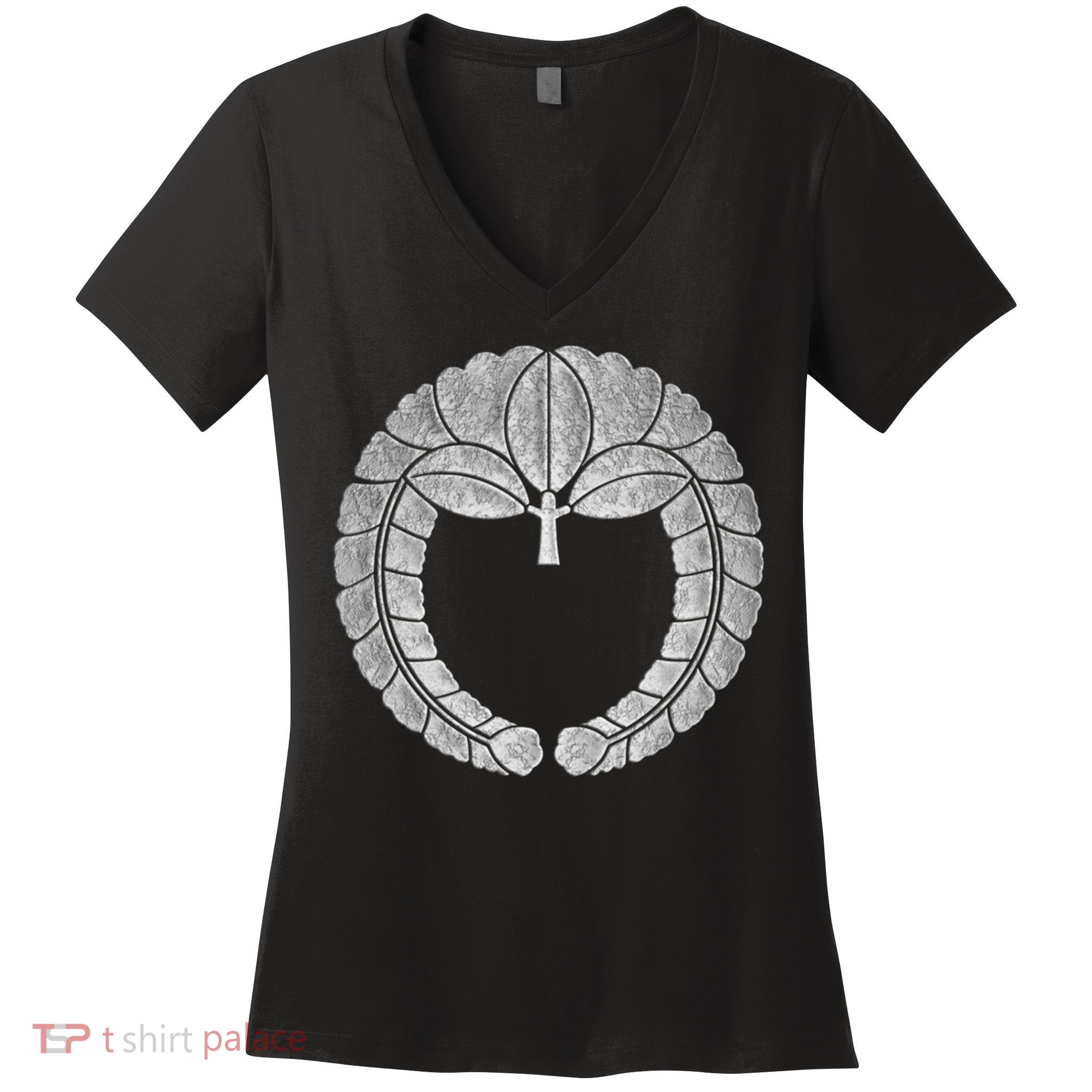 Fujiwara Kamon Sagari Fuji In Silver Foil Women's V-Neck T-Shirt