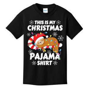 Funny Kawaii Sleeping Sloth Xmas This Is My Christmas Pajama Kids T-Shirt