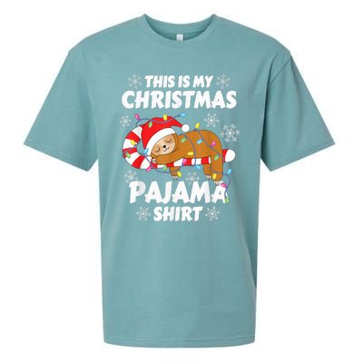 Funny Kawaii Sleeping Sloth Xmas This Is My Christmas Pajama Sueded Cloud Jersey T-Shirt