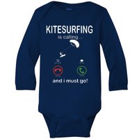 Funny Kitesurfing Shirts Kite Surfer Gift Kiteboarding Kite Baby Long Sleeve Bodysuit