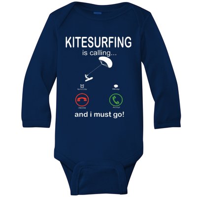 Funny Kitesurfing Shirts Kite Surfer Gift Kiteboarding Kite Baby Long Sleeve Bodysuit