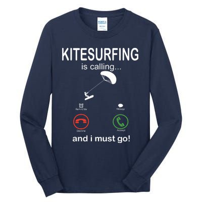 Funny Kitesurfing Shirts Kite Surfer Gift Kiteboarding Kite Tall Long Sleeve T-Shirt