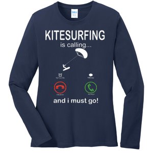 Funny Kitesurfing Shirts Kite Surfer Gift Kiteboarding Kite Ladies Long Sleeve Shirt