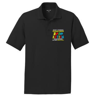 Fuuny Keep Staring Autism Awareness Autistic PosiCharge RacerMesh Polo