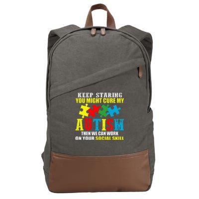 Fuuny Keep Staring Autism Awareness Autistic Cotton Canvas Backpack