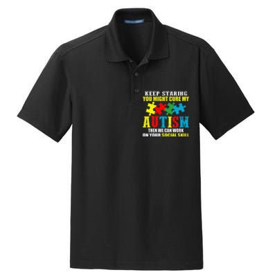 Fuuny Keep Staring Autism Awareness Autistic Dry Zone Grid Polo