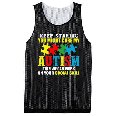 Fuuny Keep Staring Autism Awareness Autistic Mesh Reversible Basketball Jersey Tank