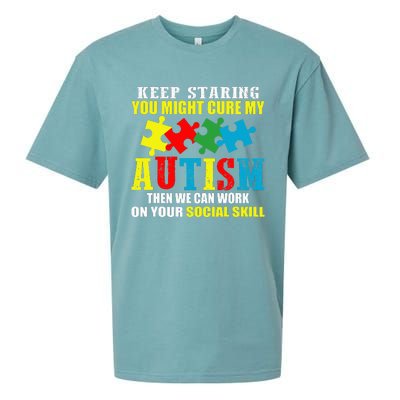 Fuuny Keep Staring Autism Awareness Autistic Sueded Cloud Jersey T-Shirt