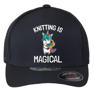 Funny Knitting Saying Knitting Needles Knit Unicorn Magic Flexfit Unipanel Trucker Cap