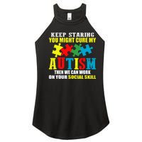 Fuuny Keep Staring Autism Awareness Autistic Women’s Perfect Tri Rocker Tank