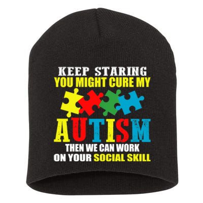 Fuuny Keep Staring Autism Awareness Autistic Short Acrylic Beanie