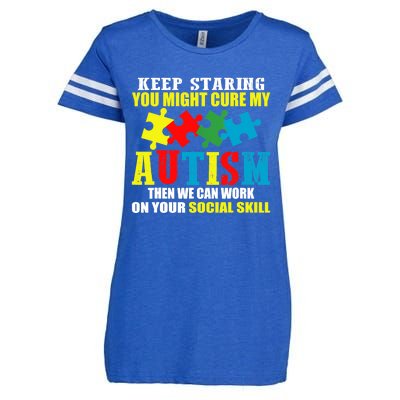 Fuuny Keep Staring Autism Awareness Autistic Enza Ladies Jersey Football T-Shirt