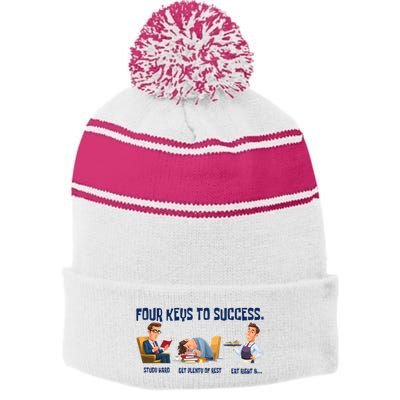 Four Keys To Success 4 Keys To Success Stripe Pom Pom Beanie