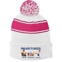 Four Keys To Success 4 Keys To Success Stripe Pom Pom Beanie