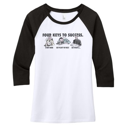 Four Keys To Success Women's Tri-Blend 3/4-Sleeve Raglan Shirt