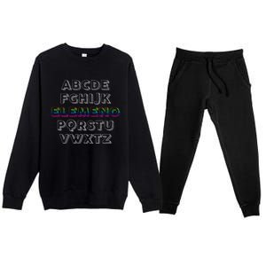 Funny Kindergarten Teacher Eleo Teaching Alphabet Cute Gift Premium Crewneck Sweatsuit Set