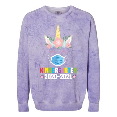 Funny Kindergarten Teacher Unicorn Mask Floral Trendy Gift Great Gift Colorblast Crewneck Sweatshirt