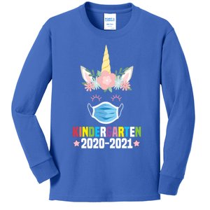 Funny Kindergarten Teacher Unicorn Mask Floral Trendy Gift Great Gift Kids Long Sleeve Shirt