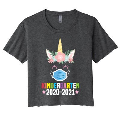 Funny Kindergarten Teacher Unicorn Mask Floral Trendy Gift Great Gift Women's Crop Top Tee