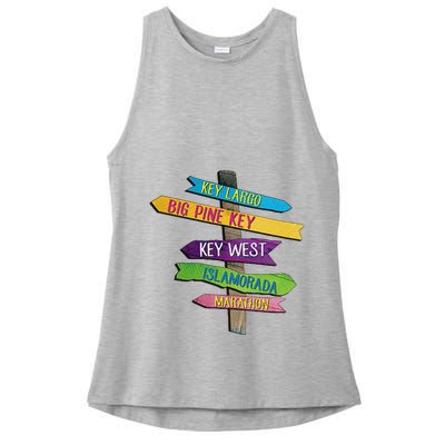 Florida Keys Totem Largo Islamorada Key West Sign Post Ladies PosiCharge Tri-Blend Wicking Tank