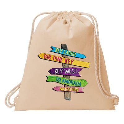 Florida Keys Totem Largo Islamorada Key West Sign Post Drawstring Bag