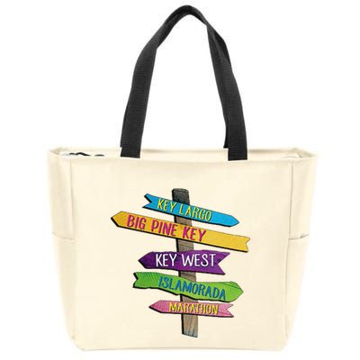 Florida Keys Totem Largo Islamorada Key West Sign Post Zip Tote Bag