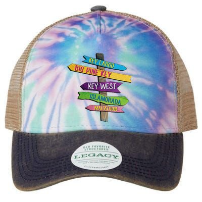 Florida Keys Totem Largo Islamorada Key West Sign Post Legacy Tie Dye Trucker Hat