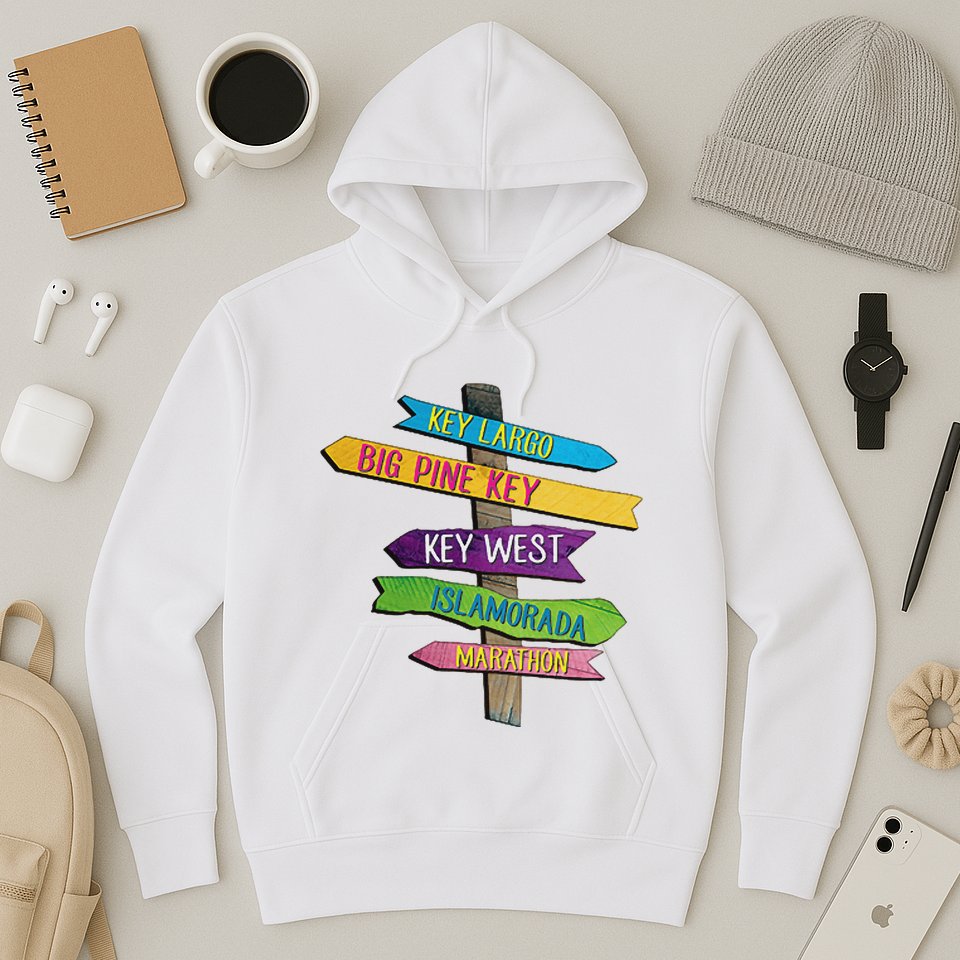 Florida Keys Totem Largo Islamorada Key West Sign Post Hoodie