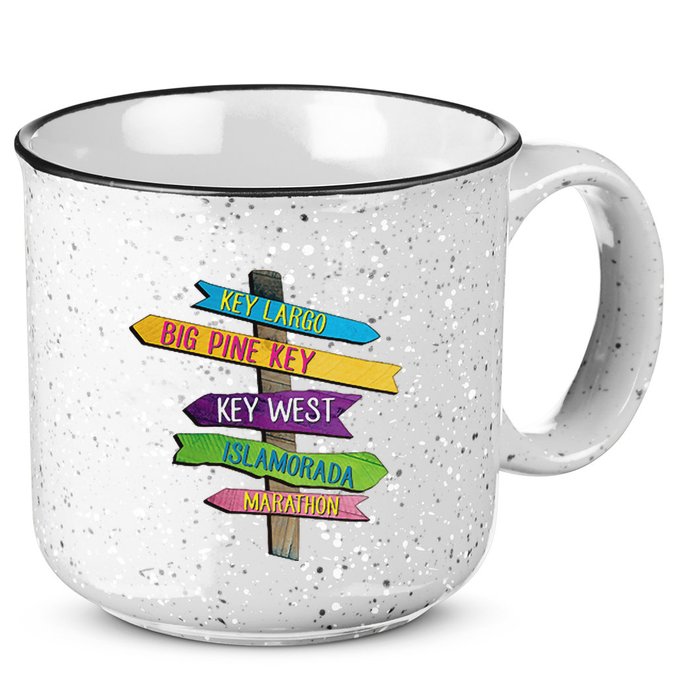 Florida Keys Totem Largo Islamorada Key West Sign Post 15oz Campfire Ceramic Mug