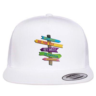 Florida Keys Totem Largo Islamorada Key West Sign Post Flat Bill Trucker Hat
