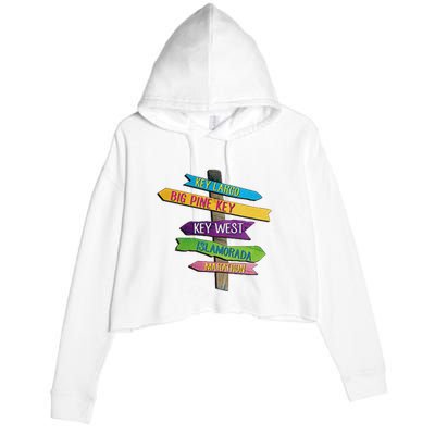 Florida Keys Totem Largo Islamorada Key West Sign Post Crop Fleece Hoodie