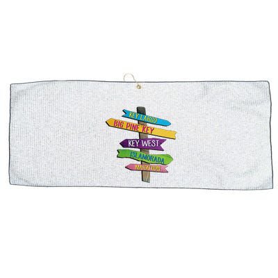 Florida Keys Totem Largo Islamorada Key West Sign Post Large Microfiber Waffle Golf Towel