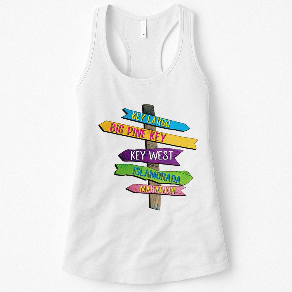 Florida Keys Totem Largo Islamorada Key West Sign Post Womens Tank Top