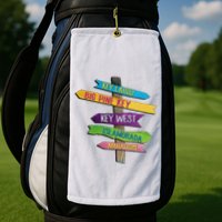 Florida Keys Totem Largo Islamorada Key West Sign Post Golf Towel