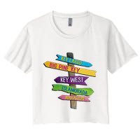 Florida Keys Totem Largo Islamorada Key West Sign Post Women's Crop Top Tee
