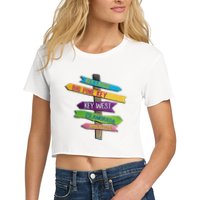 Florida Keys Totem Largo Islamorada Key West Sign Post Women's Crop Top Tee